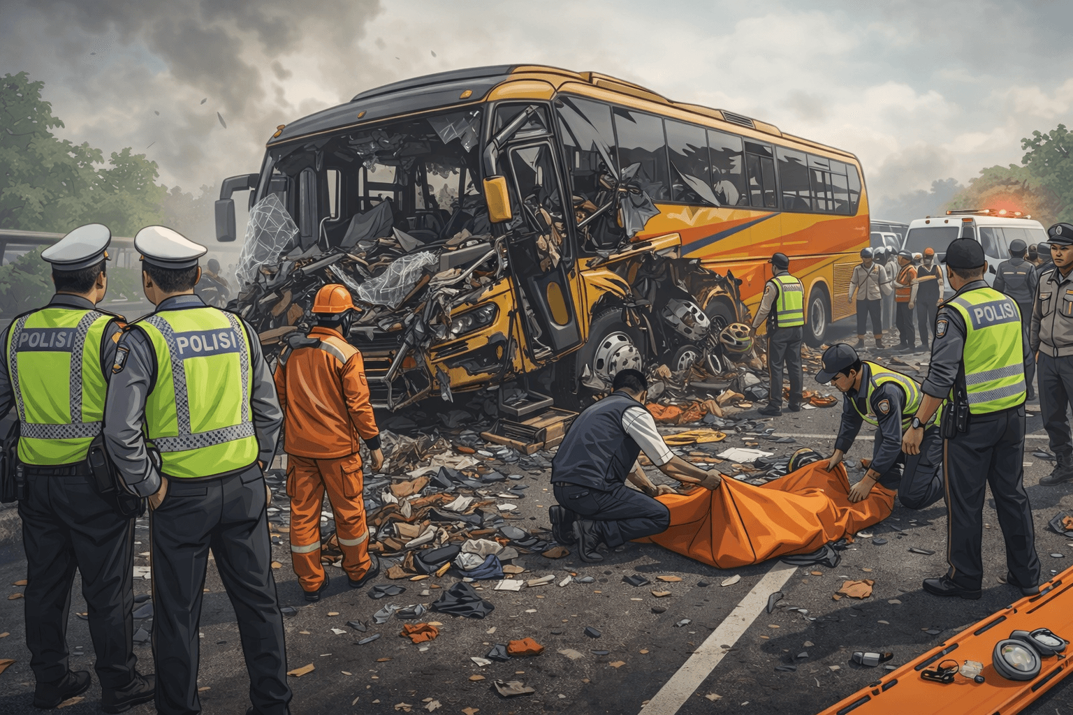 Tragedi Kecelakaan Bus di Tol Krapyak Semarang, 16 Orang Dilaporkan Tewas